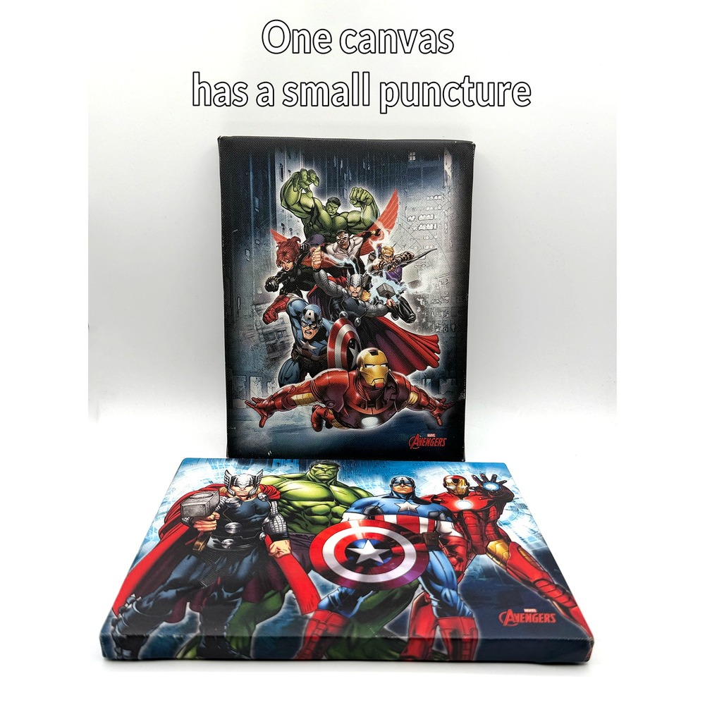 Marvel Avengers Canvas Wall Art Set of 2 Artissimo 6.5x8.5 - small puncture